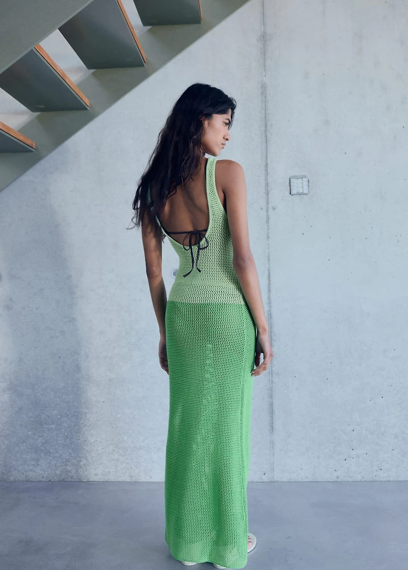 Long two-tone crochet dress