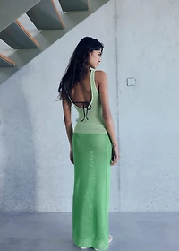 Long two-tone crochet dress