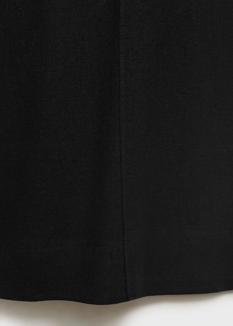 Linen-blend elastic waist pants