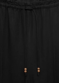 Linen-blend elastic waist pants