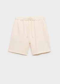 Cotton seersucker bermuda shorts with drawstring
