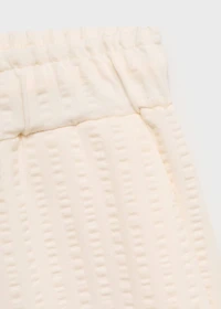 Cotton seersucker bermuda shorts with drawstring