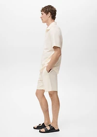 Cotton seersucker bermuda shorts with drawstring