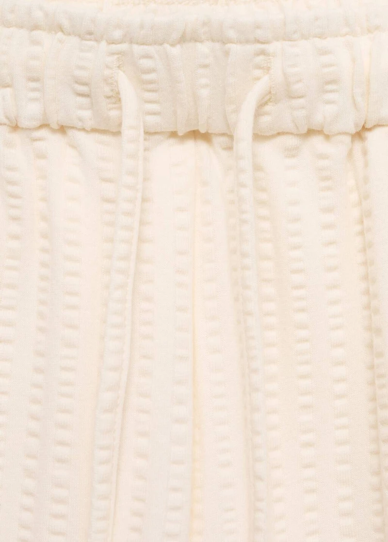 Cotton seersucker bermuda shorts with drawstring