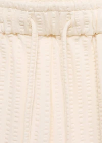 Cotton seersucker bermuda shorts with drawstring