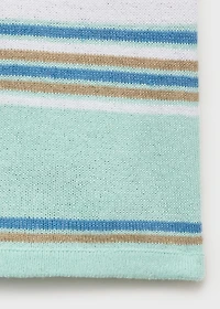 Short-sleeved sweater with combined stripes