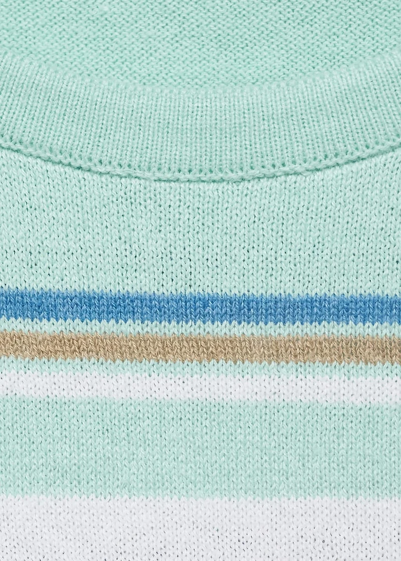 Short-sleeved sweater with combined stripes