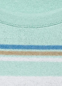Short-sleeved sweater with combined stripes
