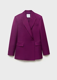 Linen-blend double-breasted suit blazer