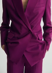 Linen-blend double-breasted suit blazer