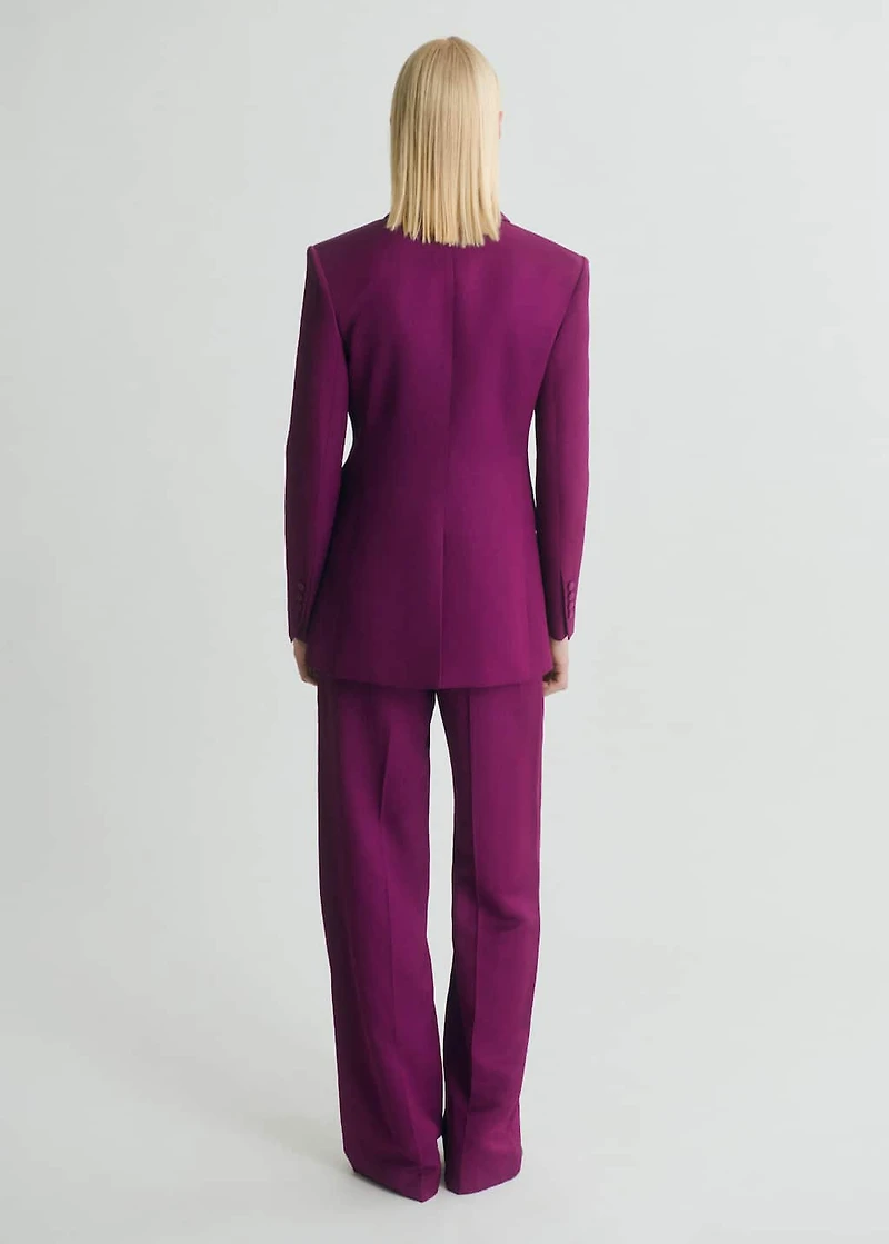 Linen-blend double-breasted suit blazer