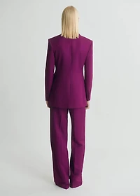 Linen-blend double-breasted suit blazer