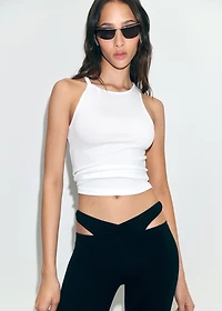 Ribbed top with asymmetrical straps