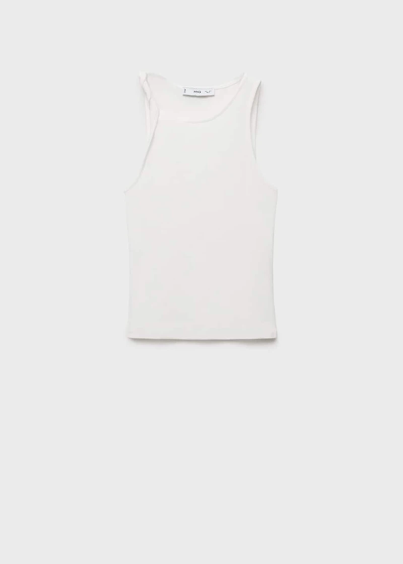 Ribbed top with asymmetrical straps