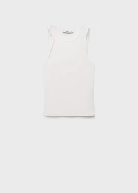 Ribbed top with asymmetrical straps
