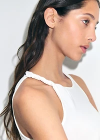 Ribbed top with asymmetrical straps
