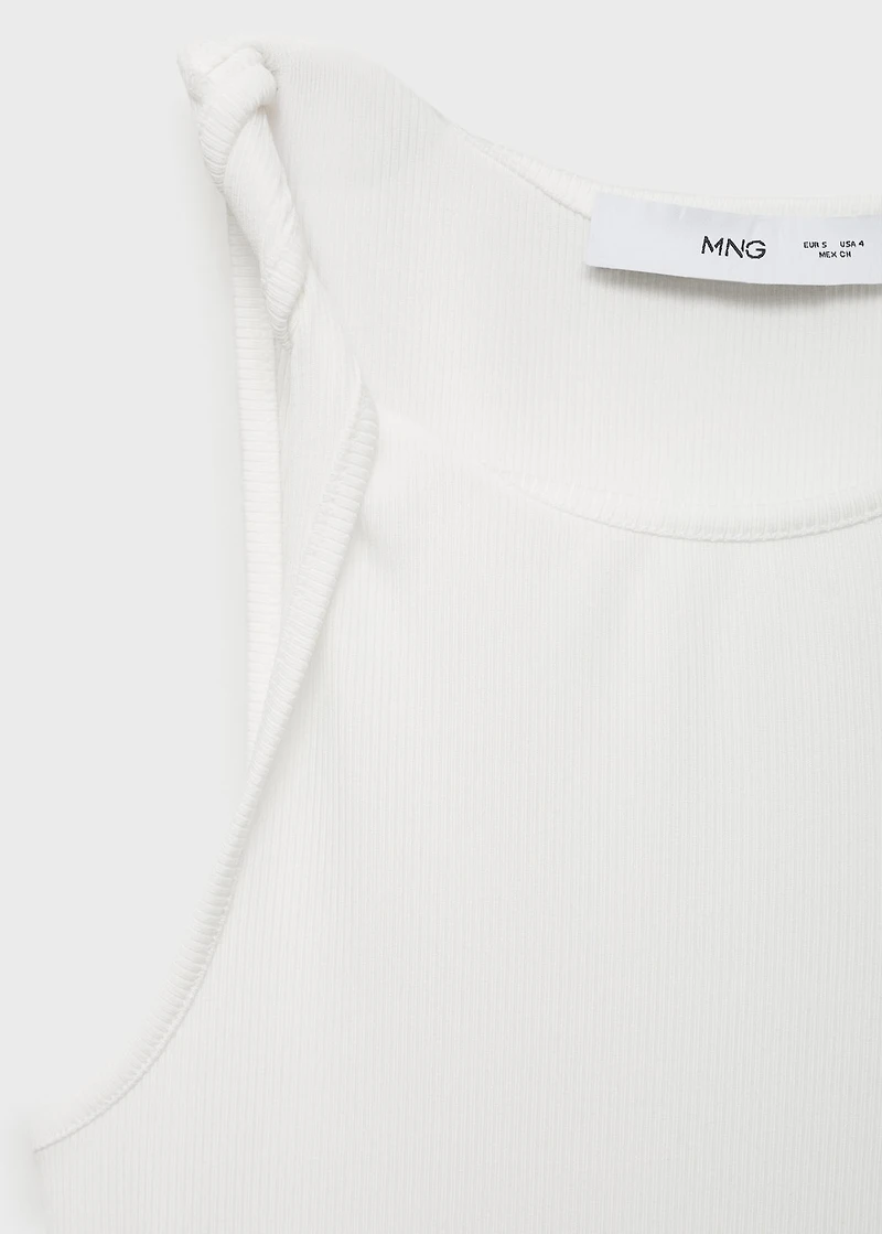 Ribbed top with asymmetrical straps