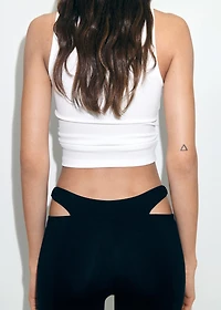 Ribbed top with asymmetrical straps