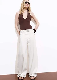 Balloon jeans with double belt