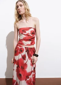 Floral-print flared skirt