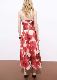 Floral-print flared skirt