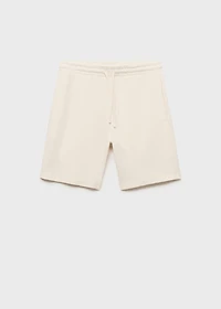 Textured cotton bermuda shorts with drawstring