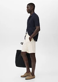 Textured cotton bermuda shorts with drawstring
