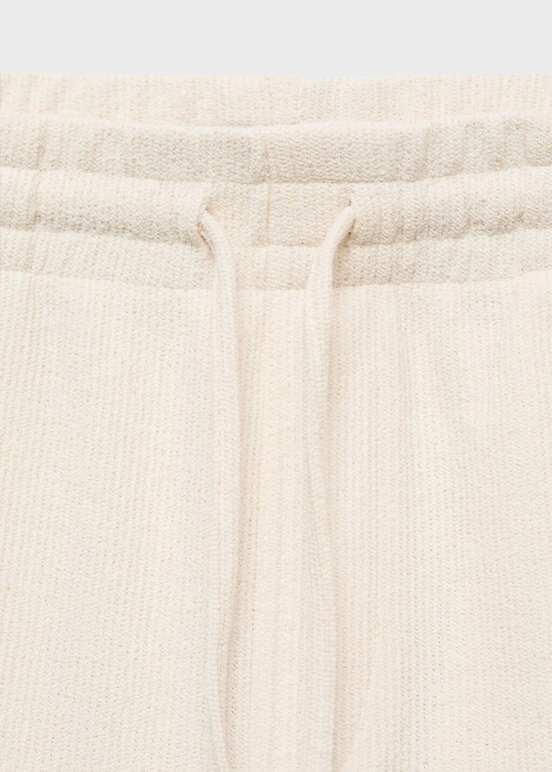 Textured cotton bermuda shorts with drawstring