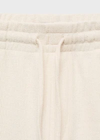 Textured cotton bermuda shorts with drawstring
