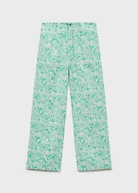 Cotton pants with leaf pattern