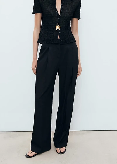 Wide leg pleated pants