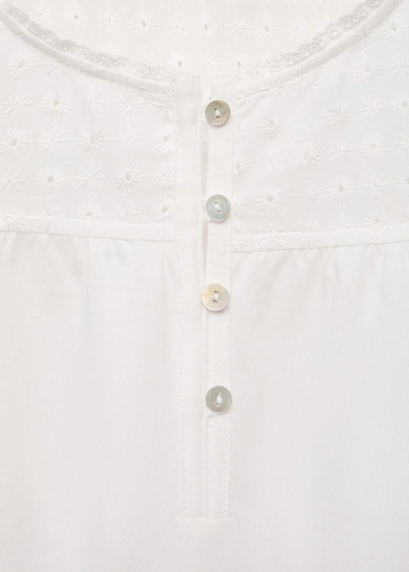 Cotton nightdress with embroidered detail