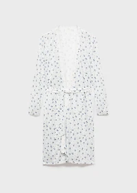Floral-print dressing gown with lace trim