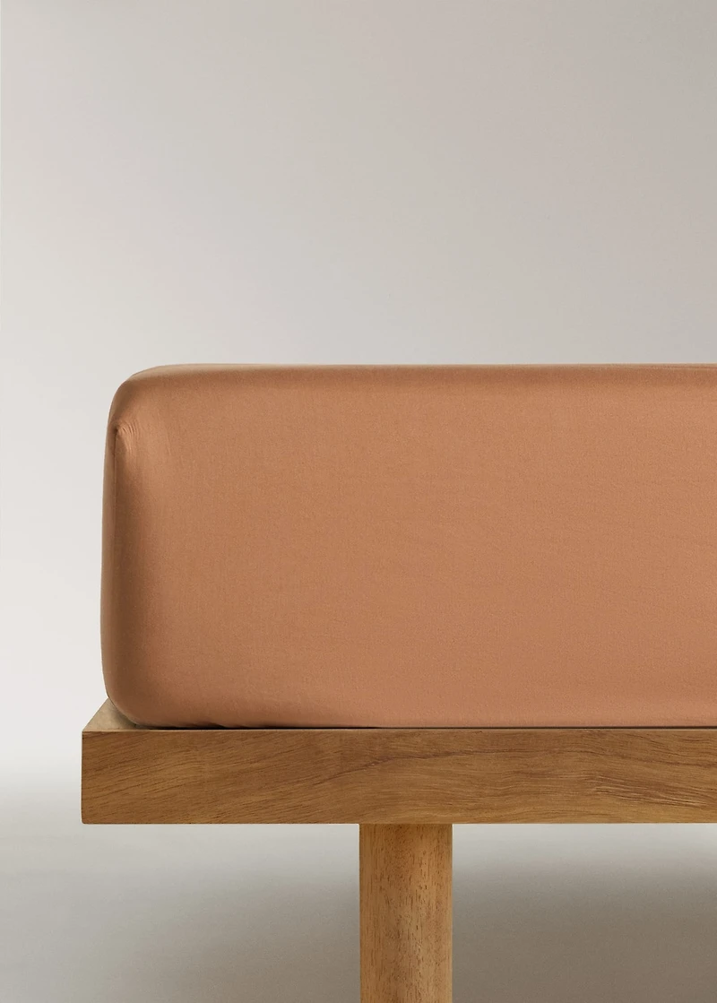 Washed cotton satin fitted sheet for cm bed