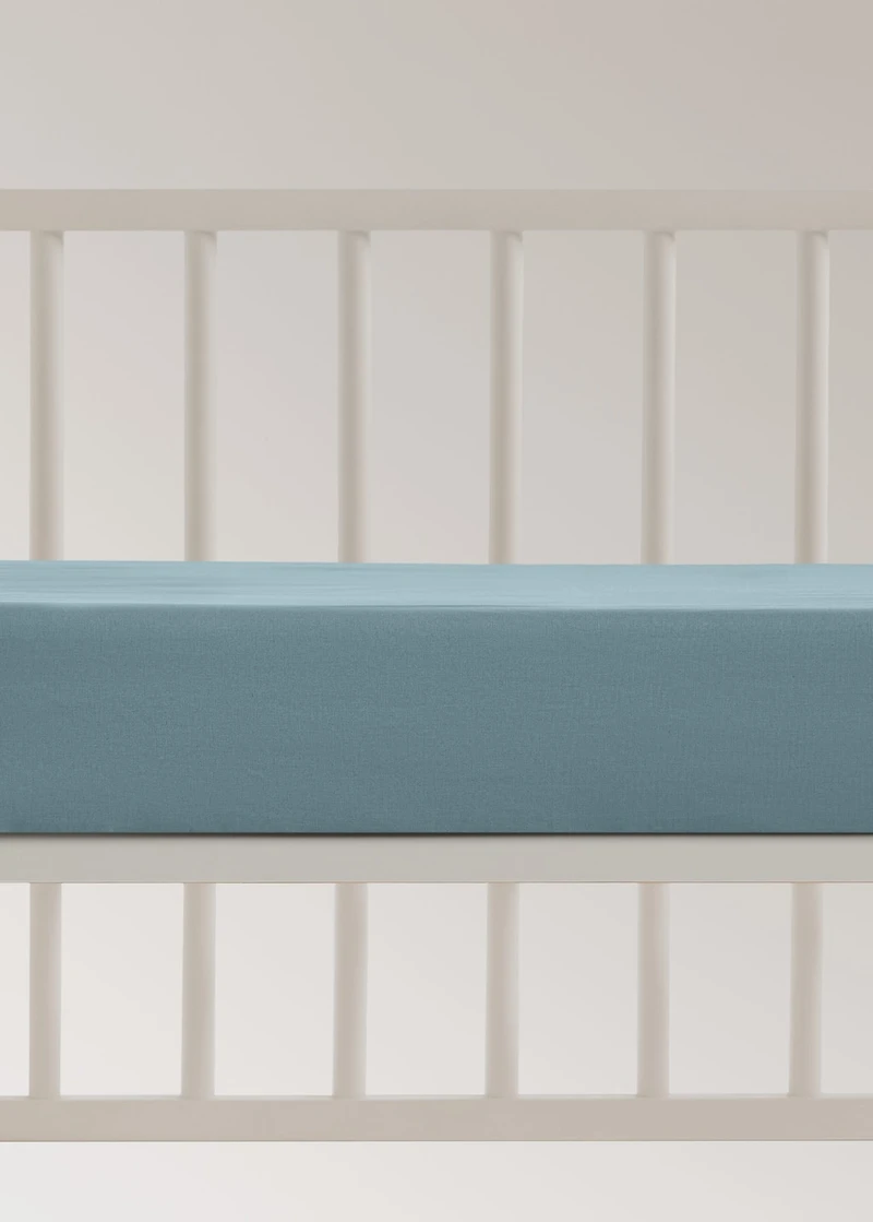 Percale cotton fitted sheet for cot