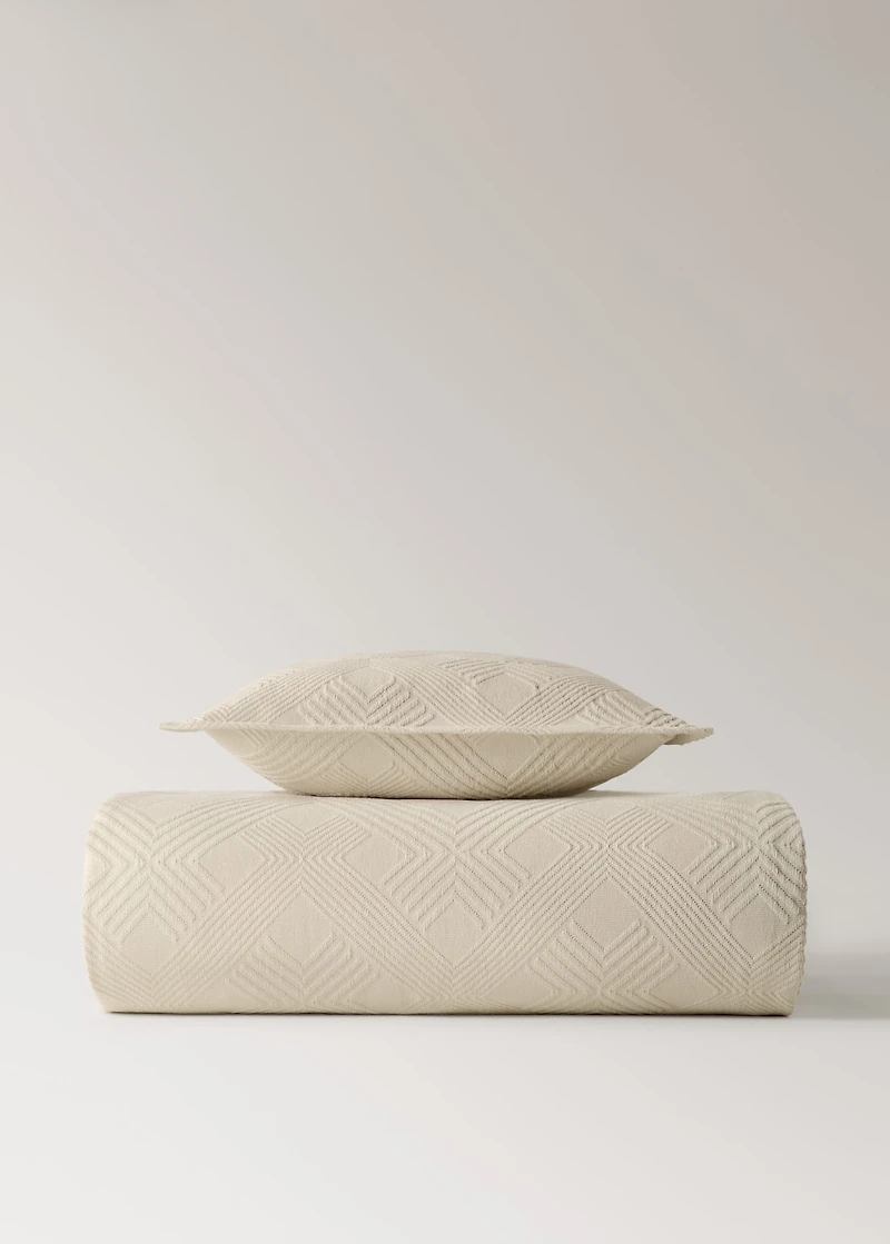 Jacquard cotton diamond-print cushion cover for 50x50 cm bed
