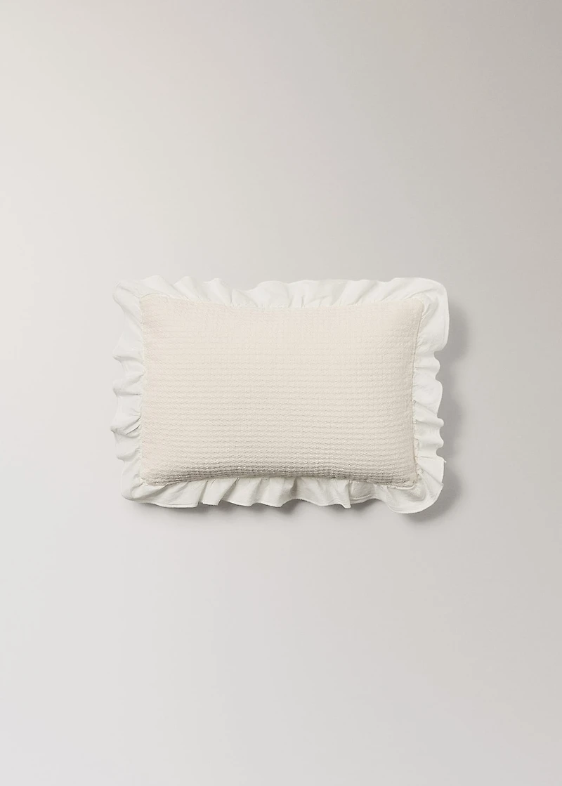 Cotton jacquard bed cushion cover with ruffle 30x40 cm