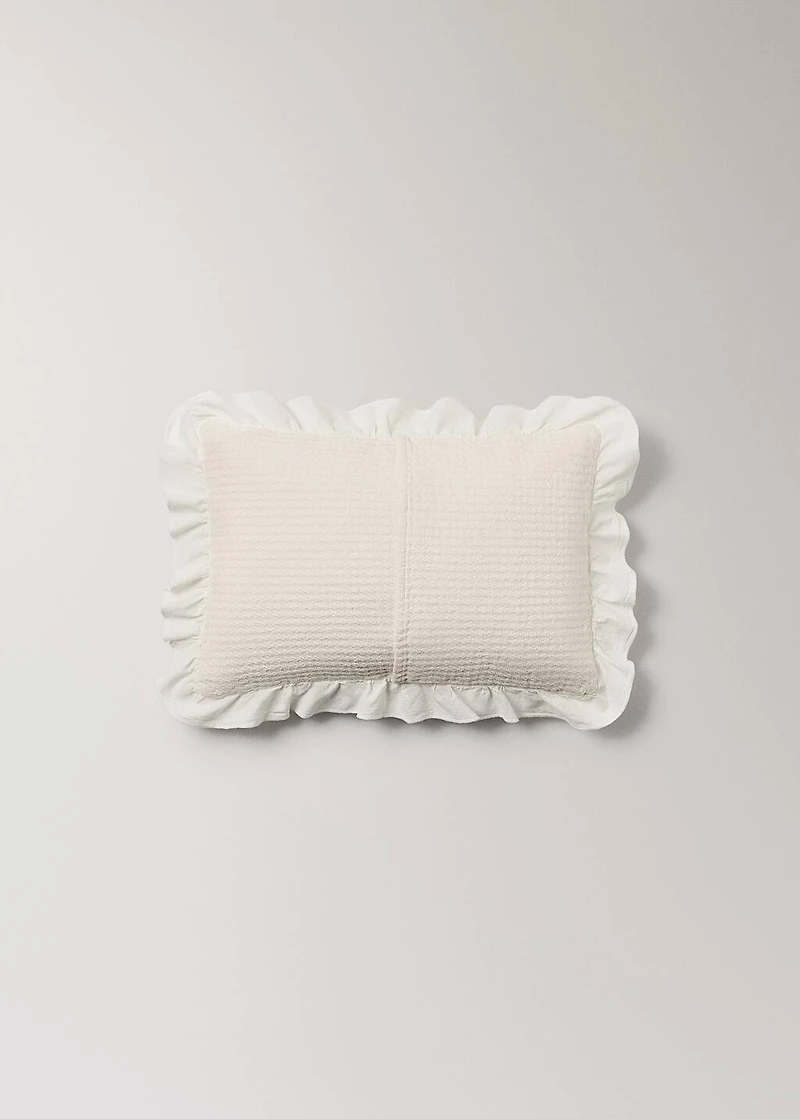 Cotton jacquard bed cushion cover with ruffle 30x40 cm