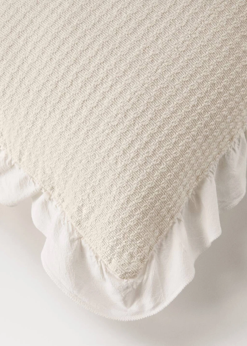 Cotton jacquard bed cushion cover with ruffle 30x40 cm