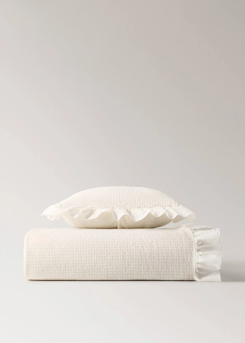 Cotton jacquard bed cushion cover with ruffle 30x40 cm