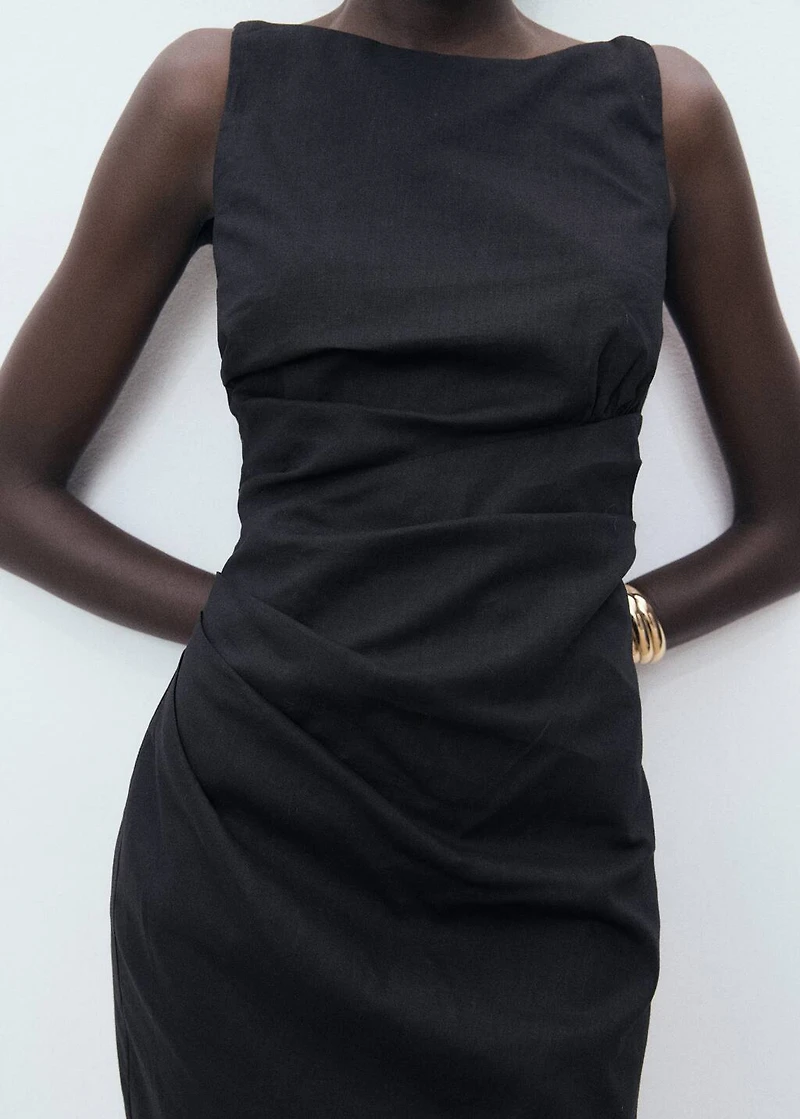 Draped linen dress