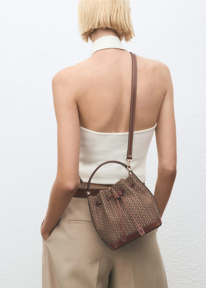 Jacquard bucket bag with logo
