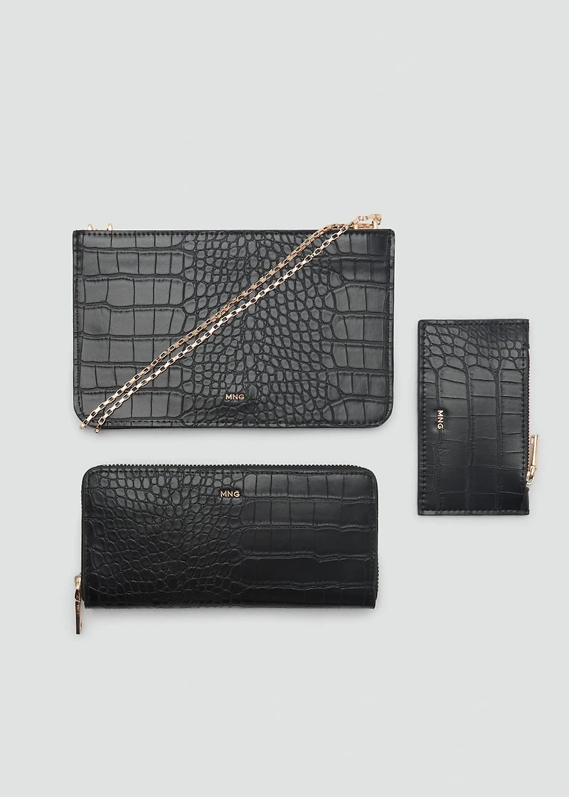 Coco leather effect wallet