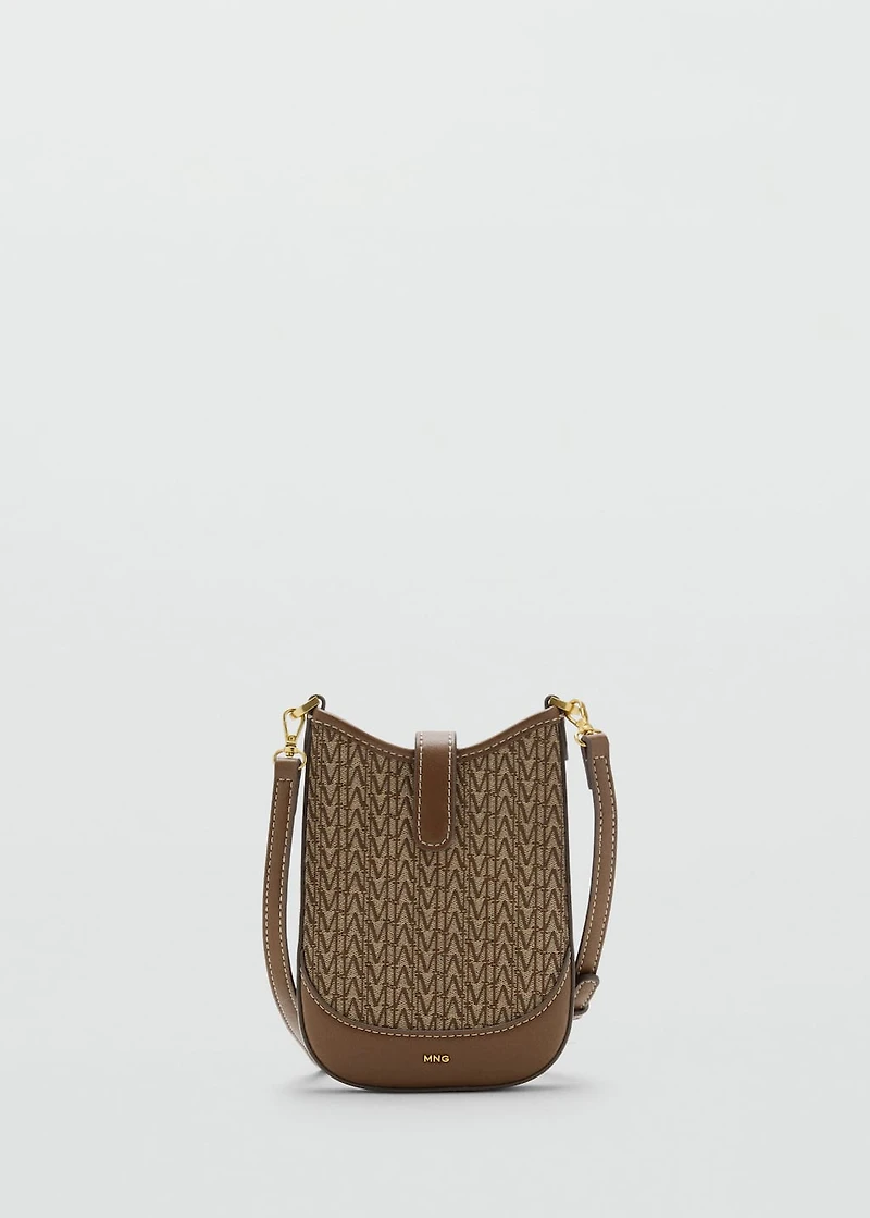 Jacquard crossbody cell phone case with logo