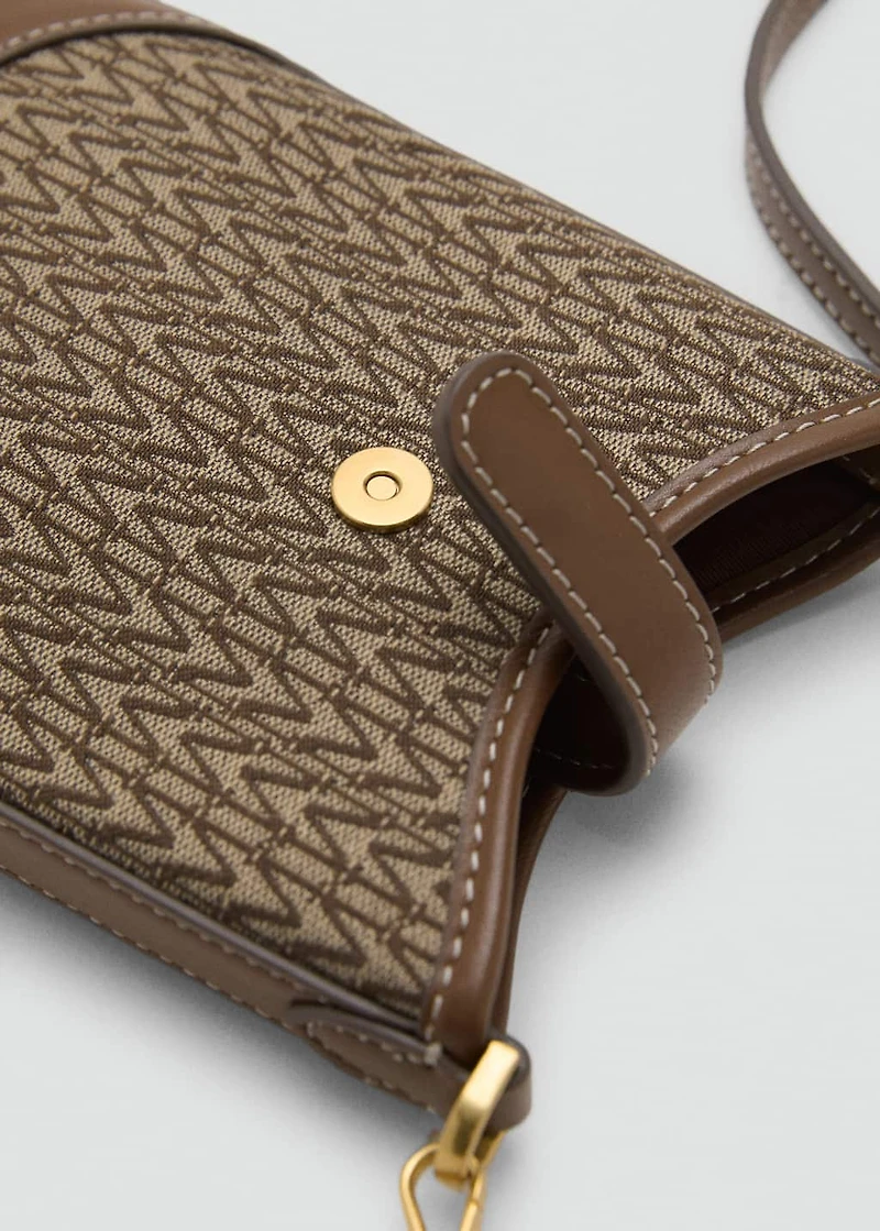 Jacquard crossbody cell phone case with logo