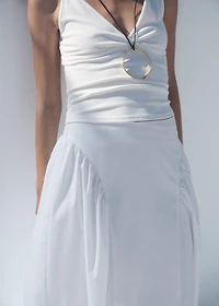 Midi cotton skirt with pleats
