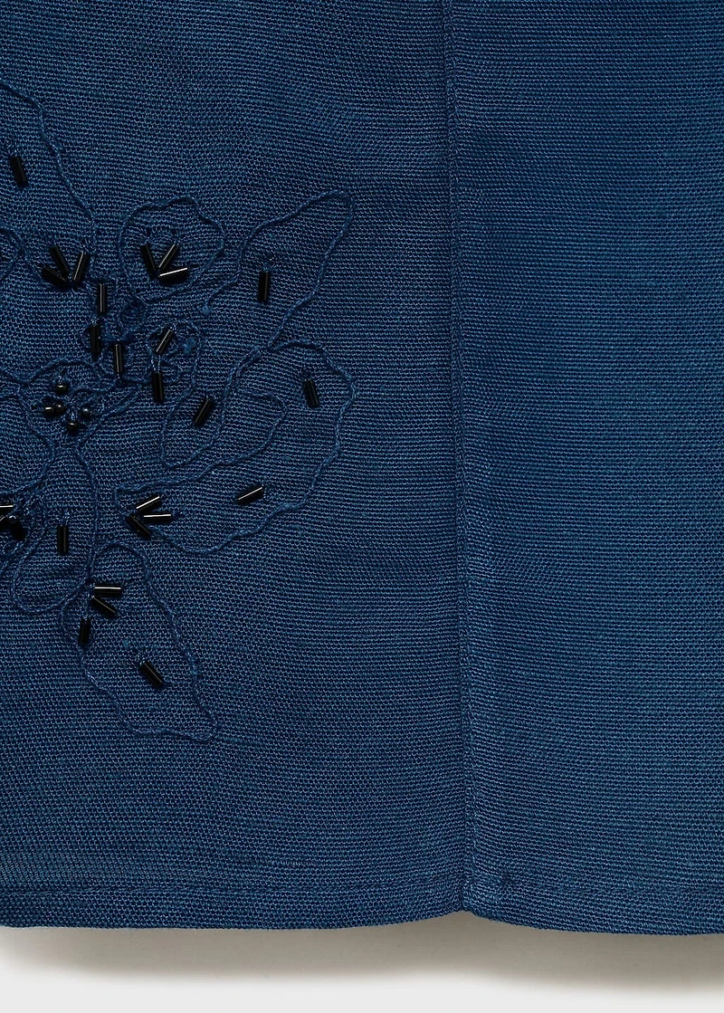 Embroidered linen vest