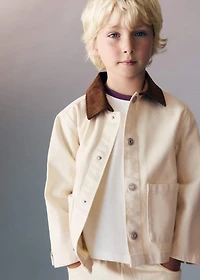 Denim parka with contrasting collar