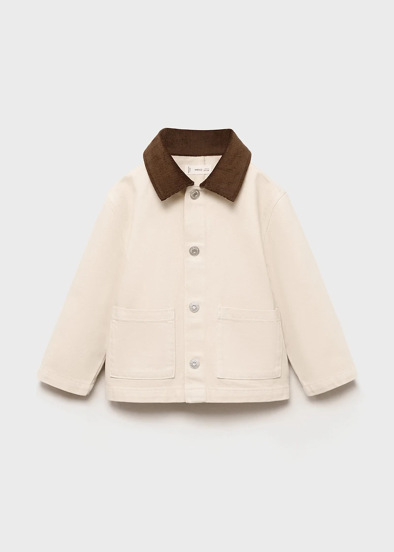 Denim parka with contrasting collar