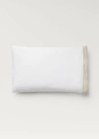 Two cotton percale pillowcases with linen border 50x75 cm